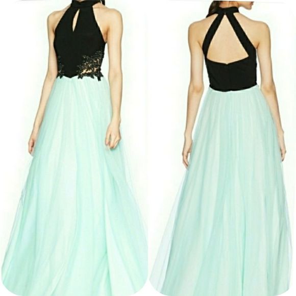 Blondie Nites Dresses & Skirts - Blondie Nites Keyhole Illussion Mock Neck Gown